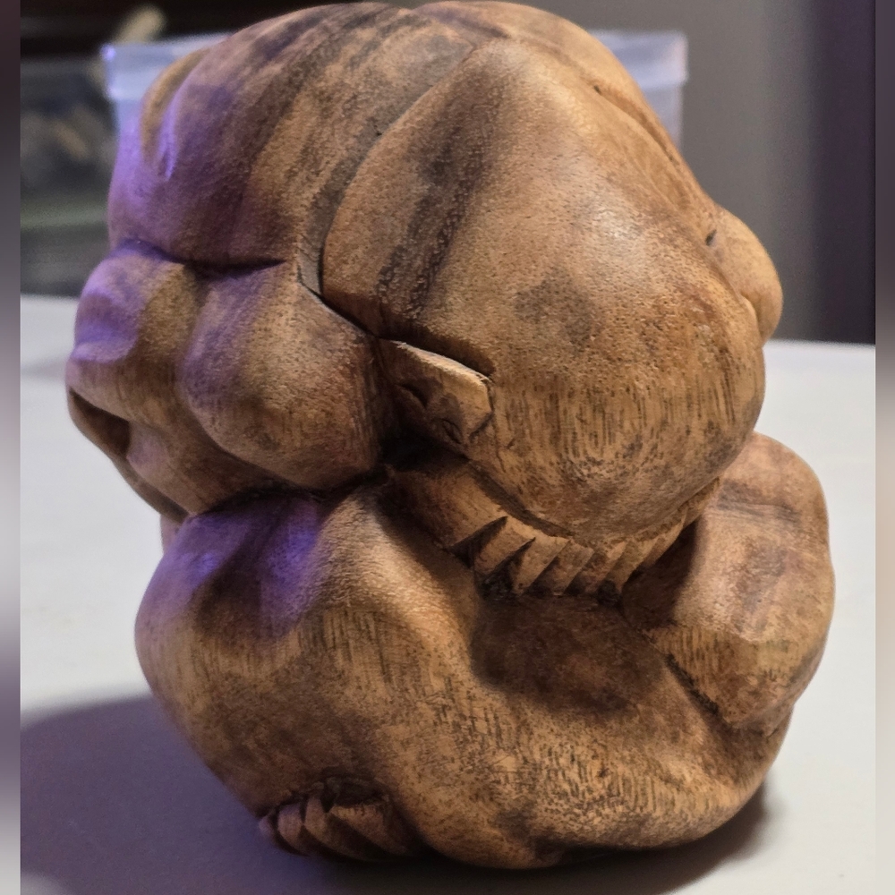 Vintage Teak wood large weeping Buddha - Picture 7 of 7